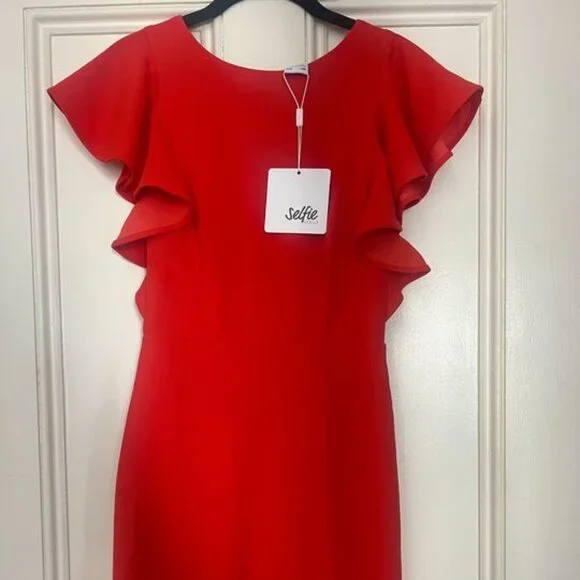 knee length dresses for ladies Jezika Tied Shoulder Mini Dress Red